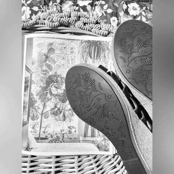 Indigo by Clark’s Cork Wedge Black Leather Sandals - Picture 6 of 9